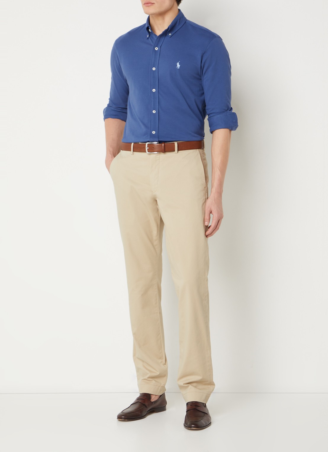 Ralph Lauren Overhemd van piqué katoen - voorkant 3 old royal / blauw