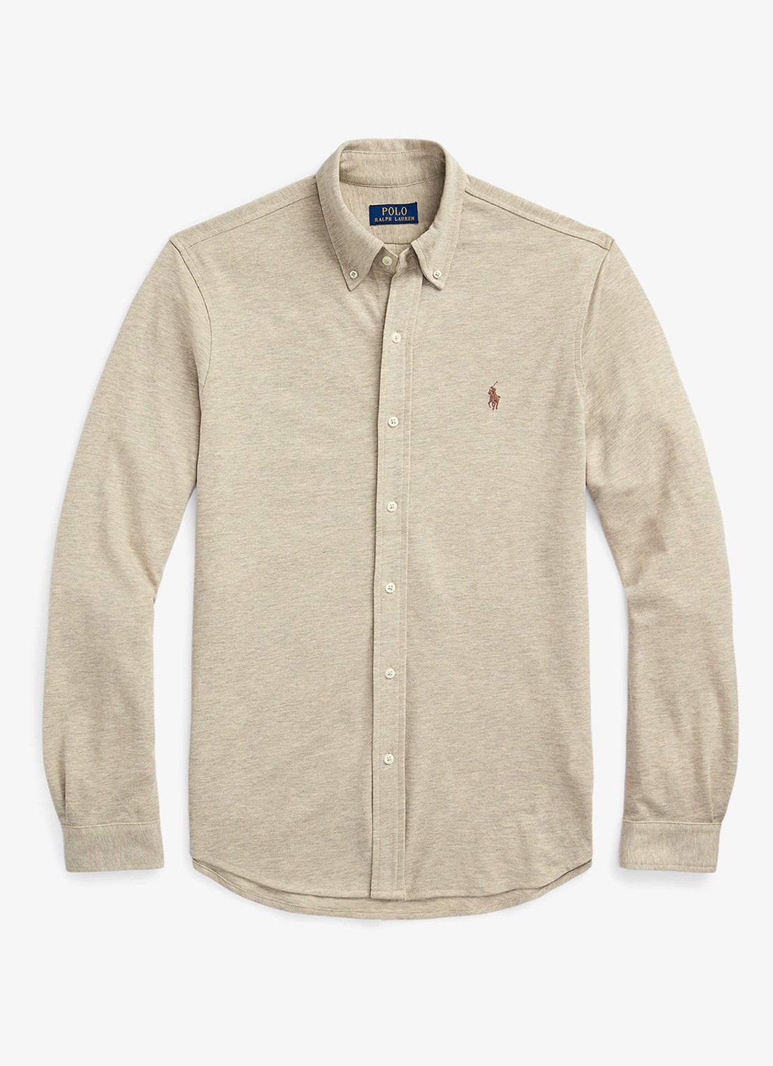 Ralph Lauren Overhemd van piqué katoen - voorkant tuscan beige heather / beige