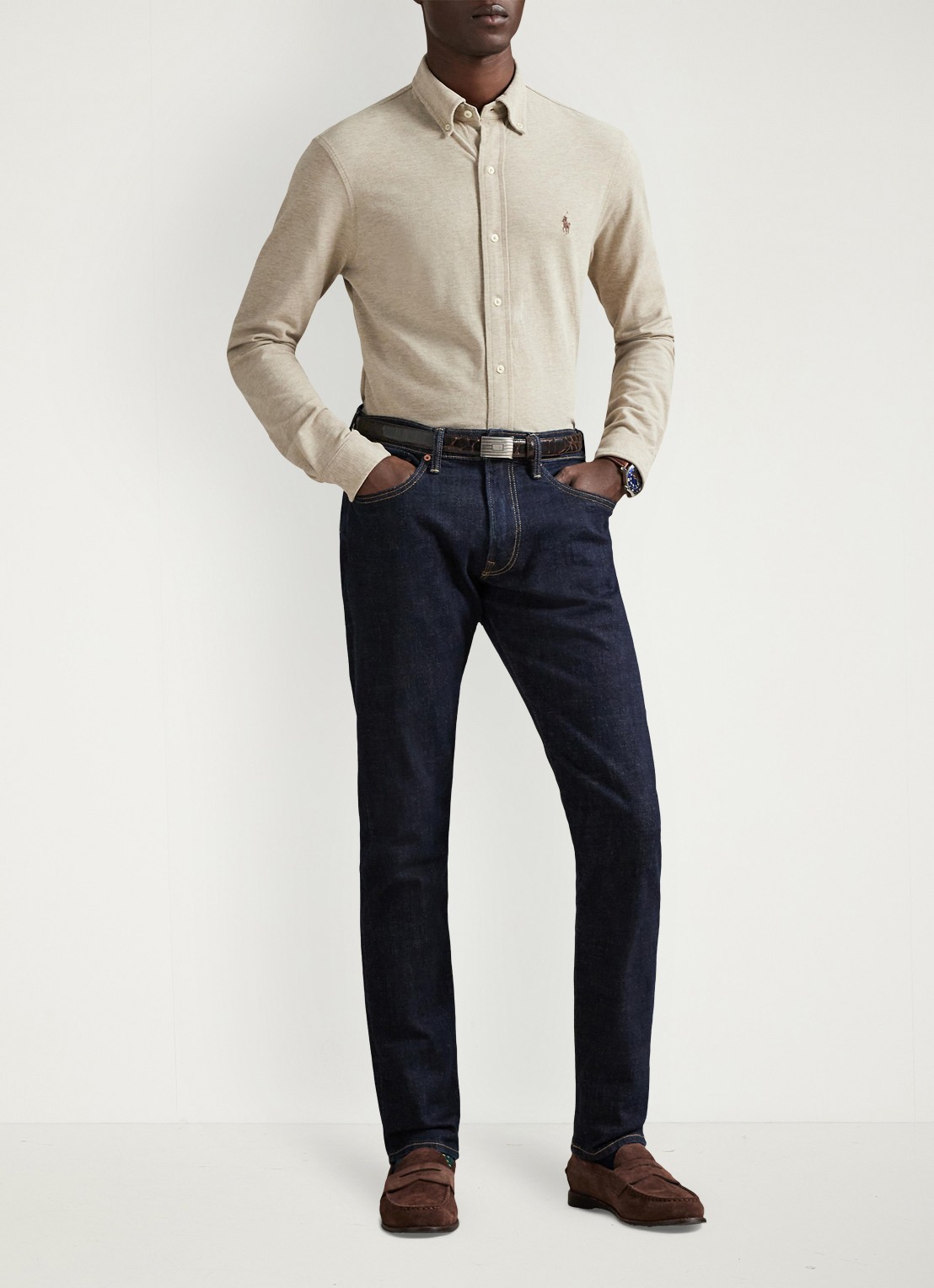 Ralph Lauren Overhemd van piqué katoen - voorkant 2 tuscan beige heather / beige