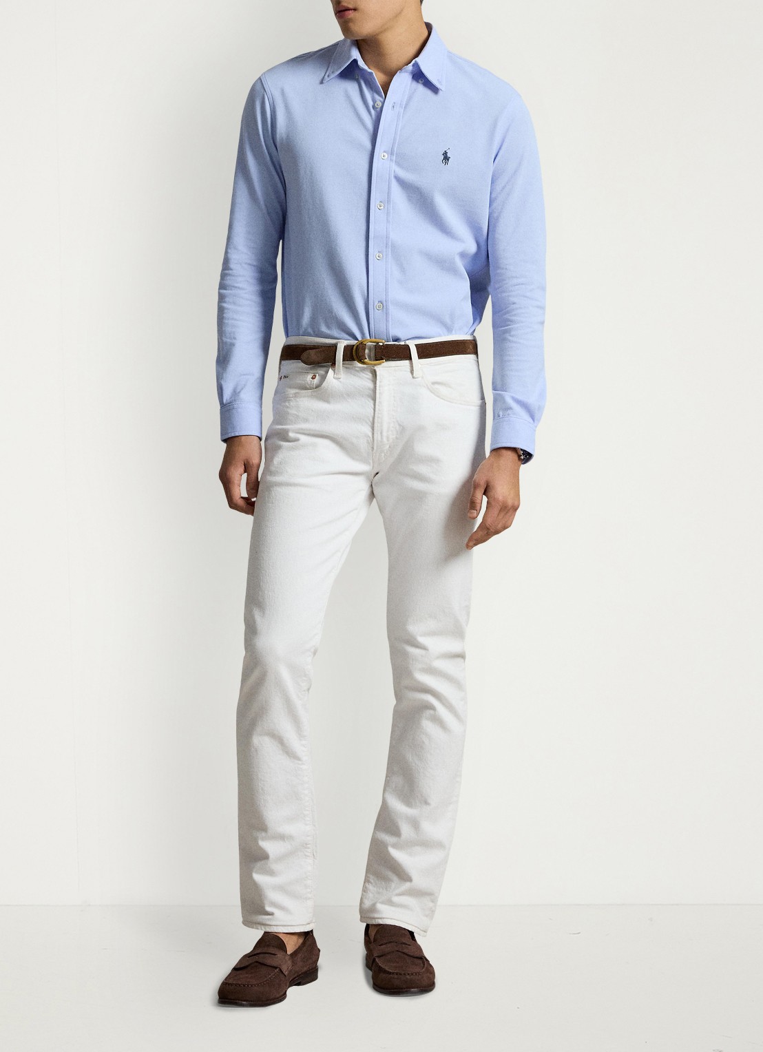 Ralph Lauren Overhemd van piqué katoen - detail 4 pebble blue c7952-zy57