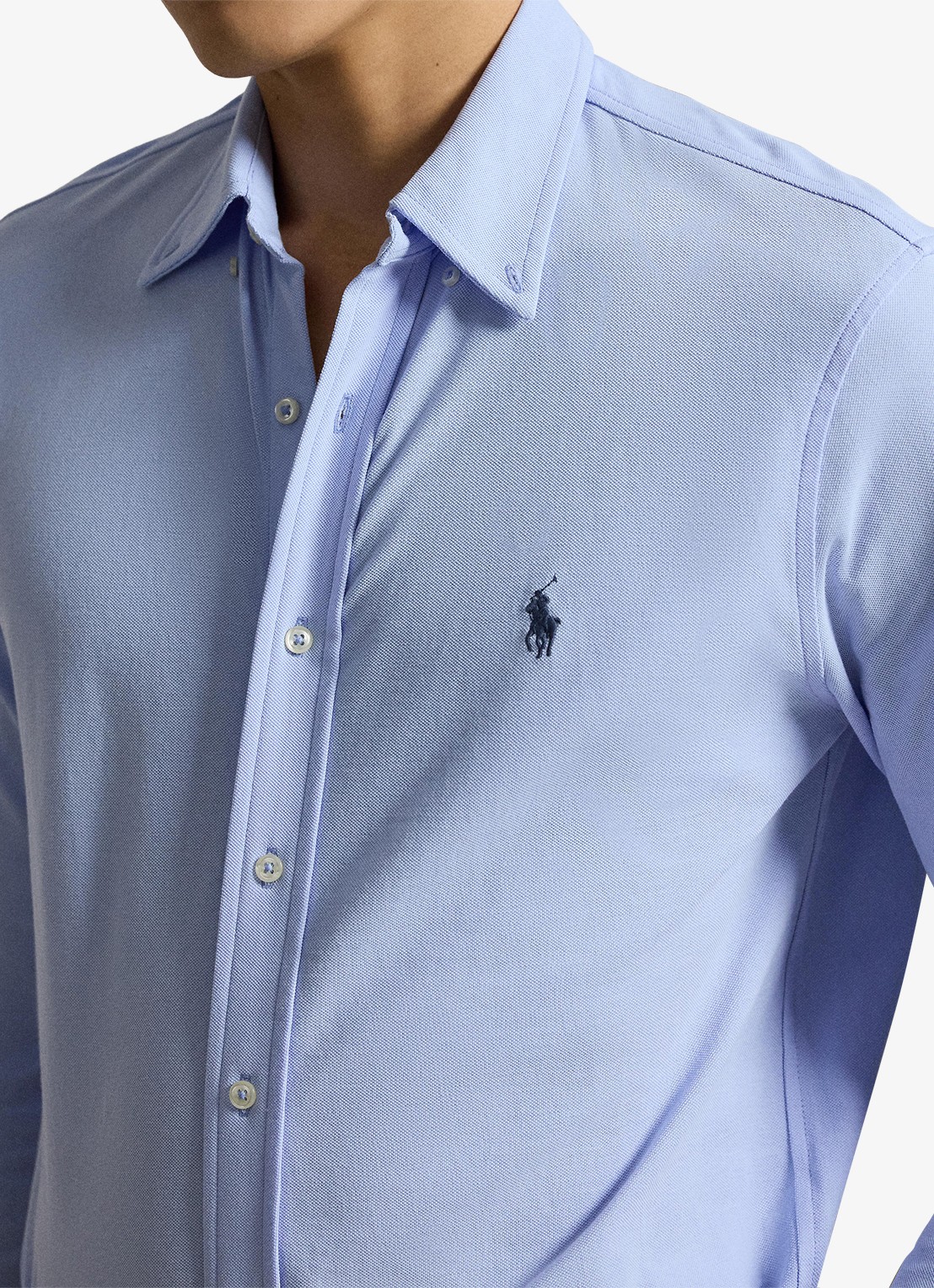 Ralph Lauren Overhemd van piqué katoen - detail 5 pebble blue c7952-zy57