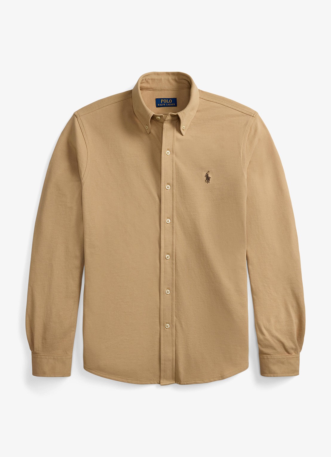 Ralph Lauren Overhemd van piqué katoen - voorkant vintage khaki c8888-zy59