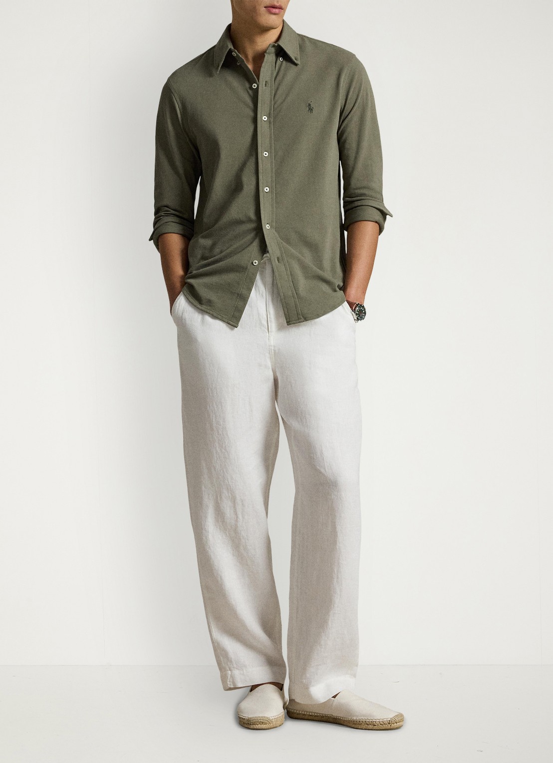 Ralph Lauren Overhemd van piqué katoen - detail 4 cruise olive c0594-zy58