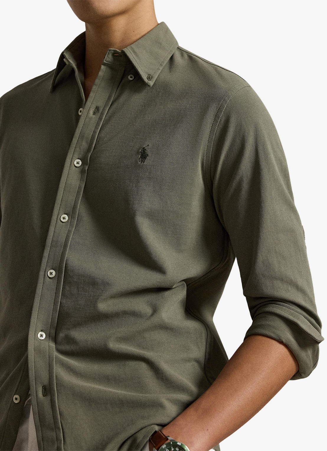 Ralph Lauren Overhemd van piqué katoen - detail 5 cruise olive c0594-zy58