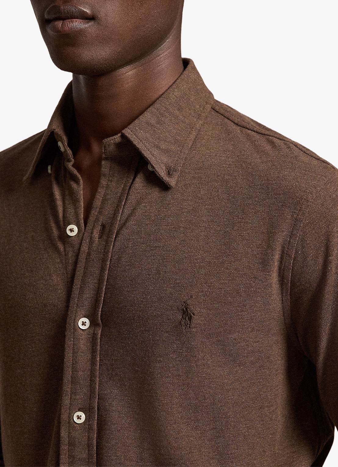 Ralph Lauren Overhemd van piqué katoen - detail 3 nutmeg brown htht / bruin