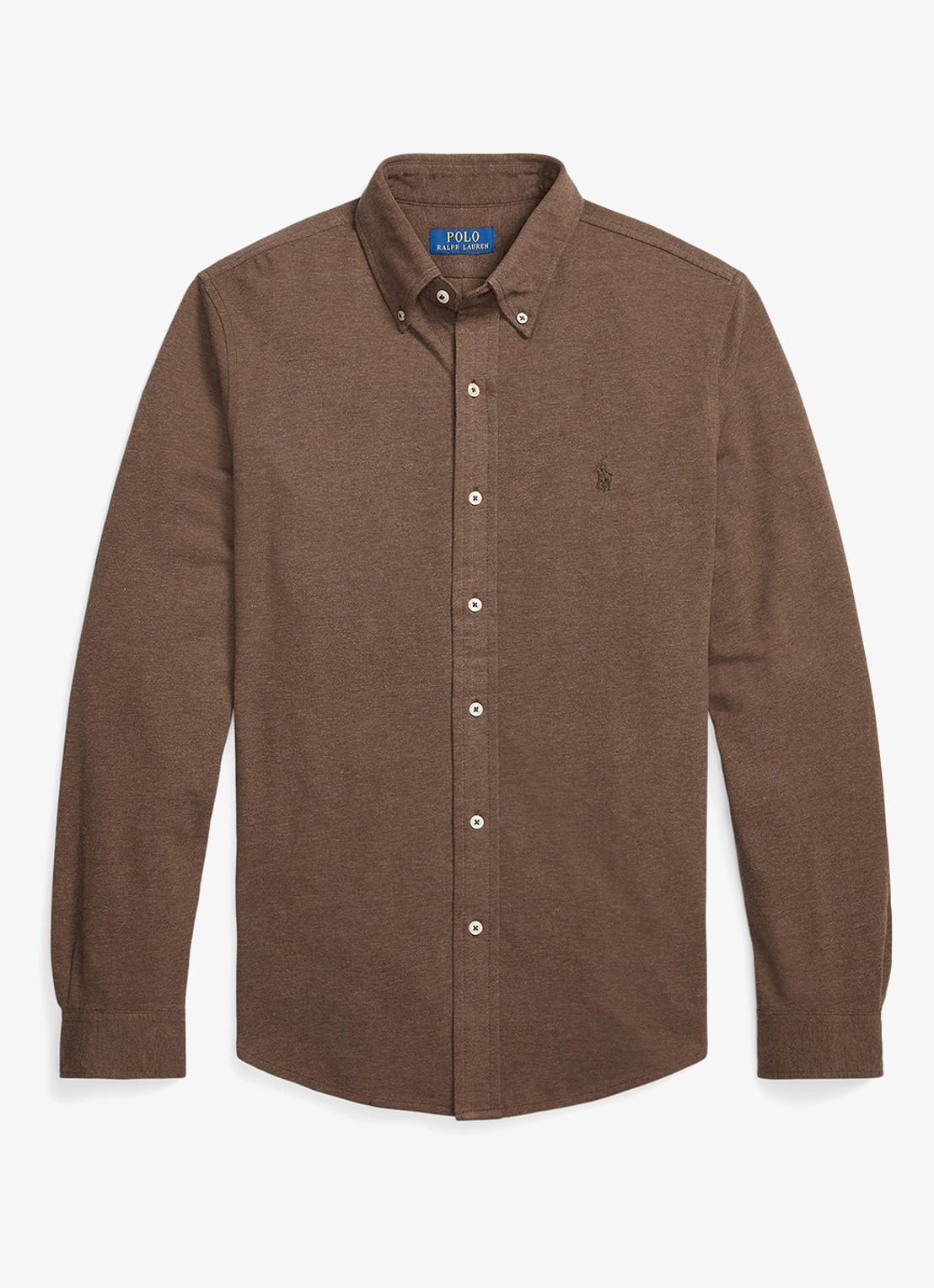 Ralph Lauren Overhemd van piqué katoen - voorkant 4 nutmeg brown htht / bruin