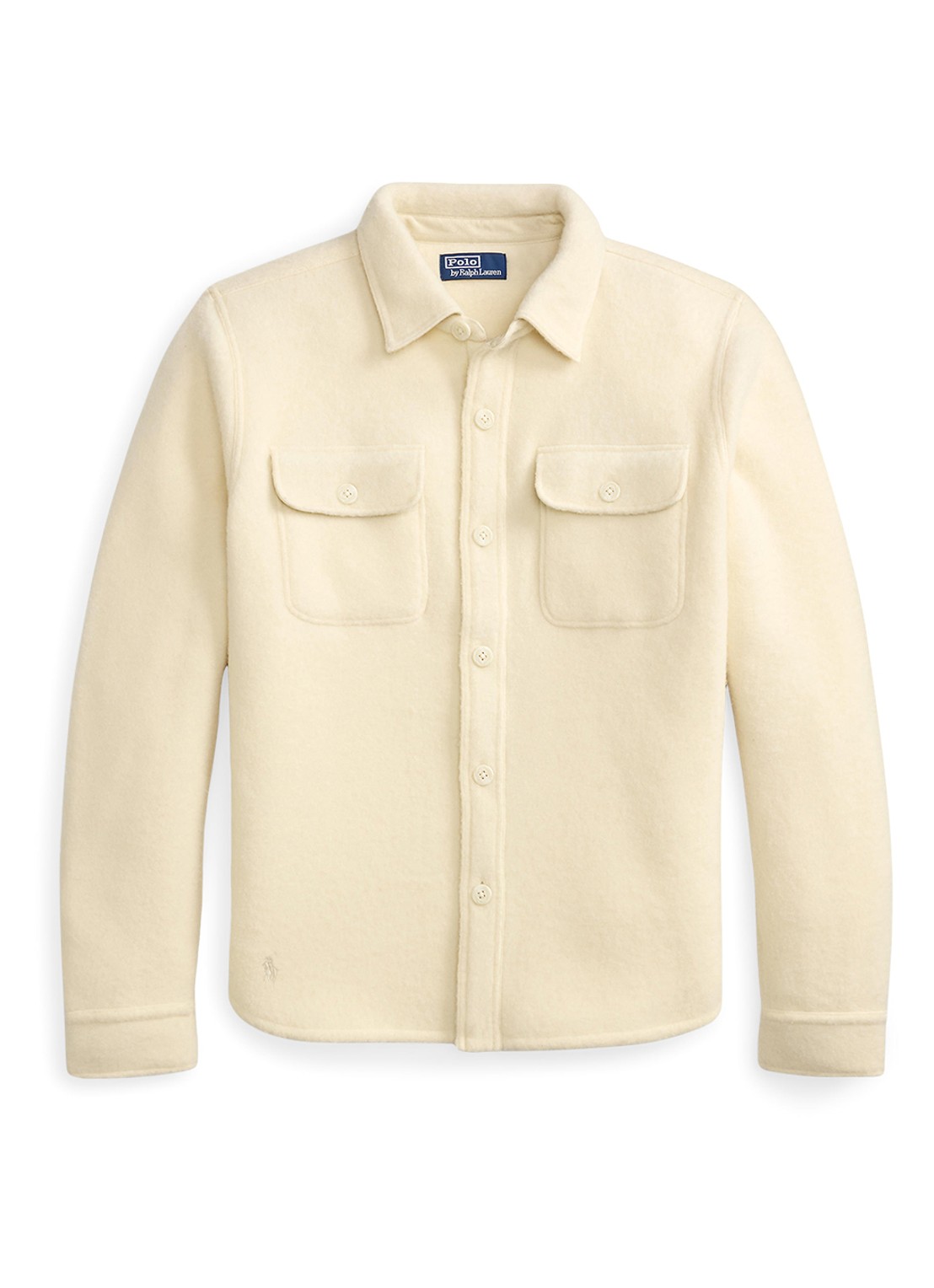 Ralph Lauren Overshirt in wolblend met borstzakken - voorkant andover cream / creme