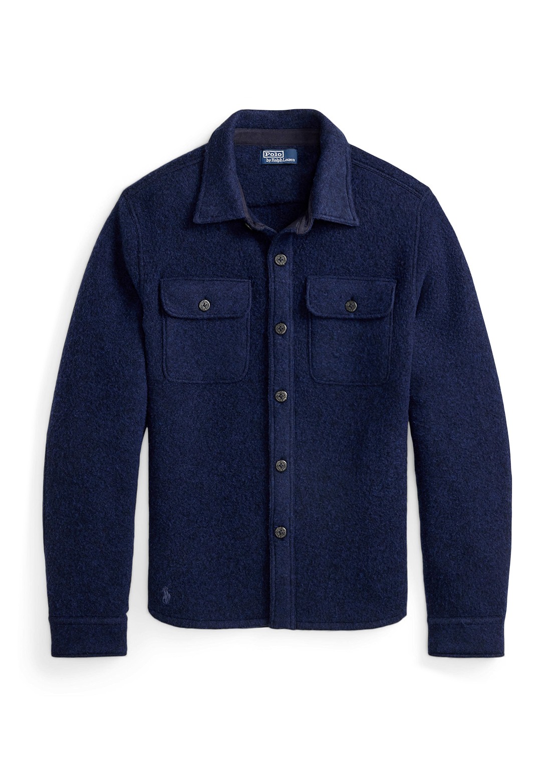 Ralph Lauren Overshirt in wolblend met borstzakken - voorkant 2 rl navy / donkerblauw