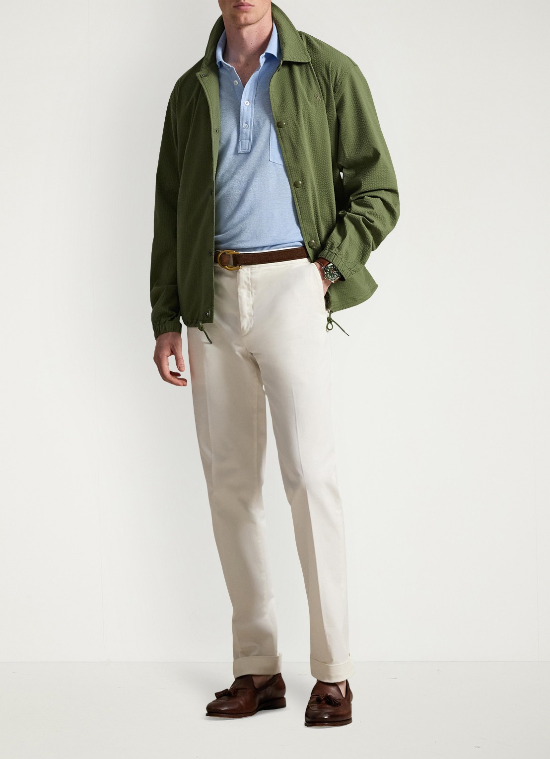 Ralph Lauren Overshirt met steekzakken - voorkant 2 supply olive/garden trail