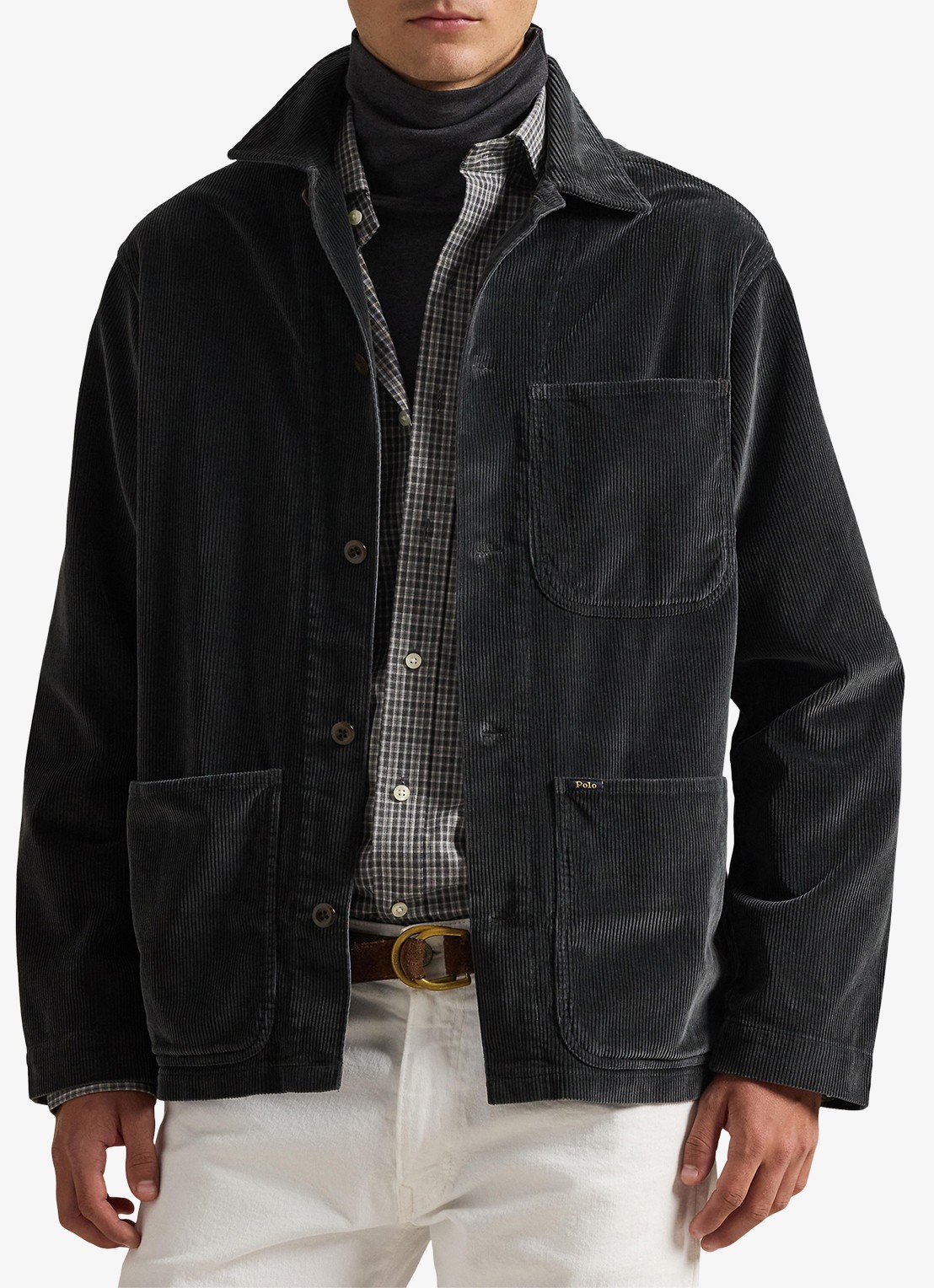 Ralph Lauren Overshirt van corduroy met opgestikte zakken - detail 4 deep grey / donkergrijs