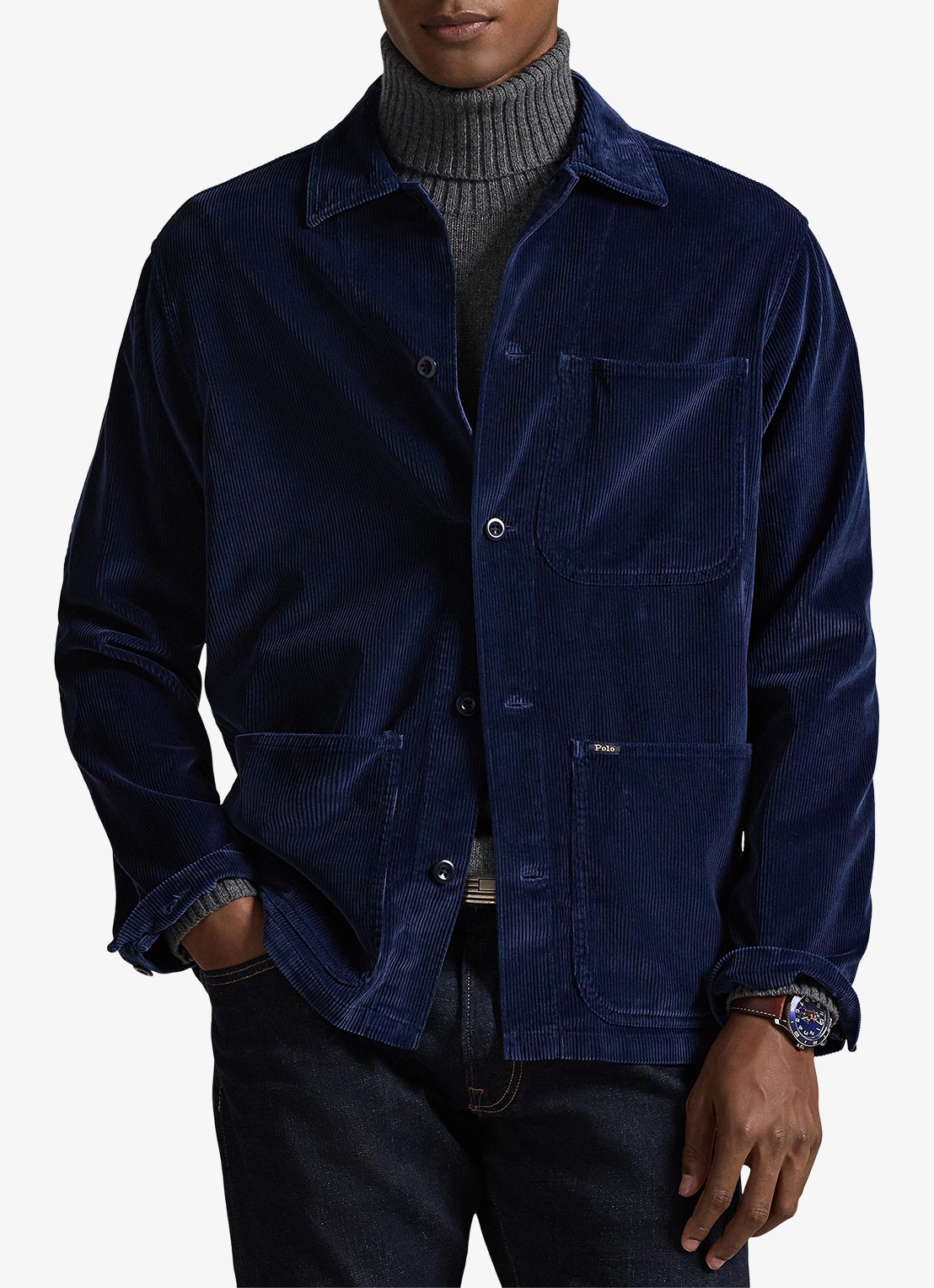 Ralph Lauren Overshirt van corduroy met opgestikte zakken - detail 4 newport navy / donkerblauw