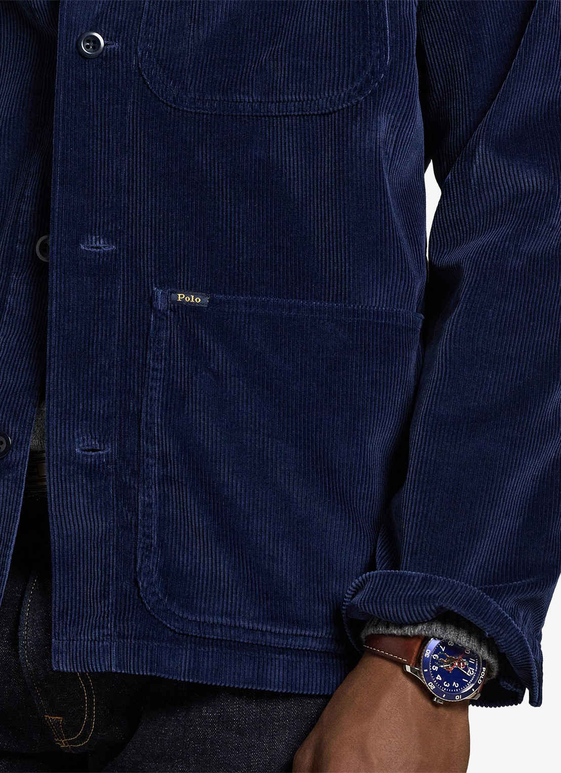 Ralph Lauren Overshirt van corduroy met opgestikte zakken - detail 5 newport navy / donkerblauw