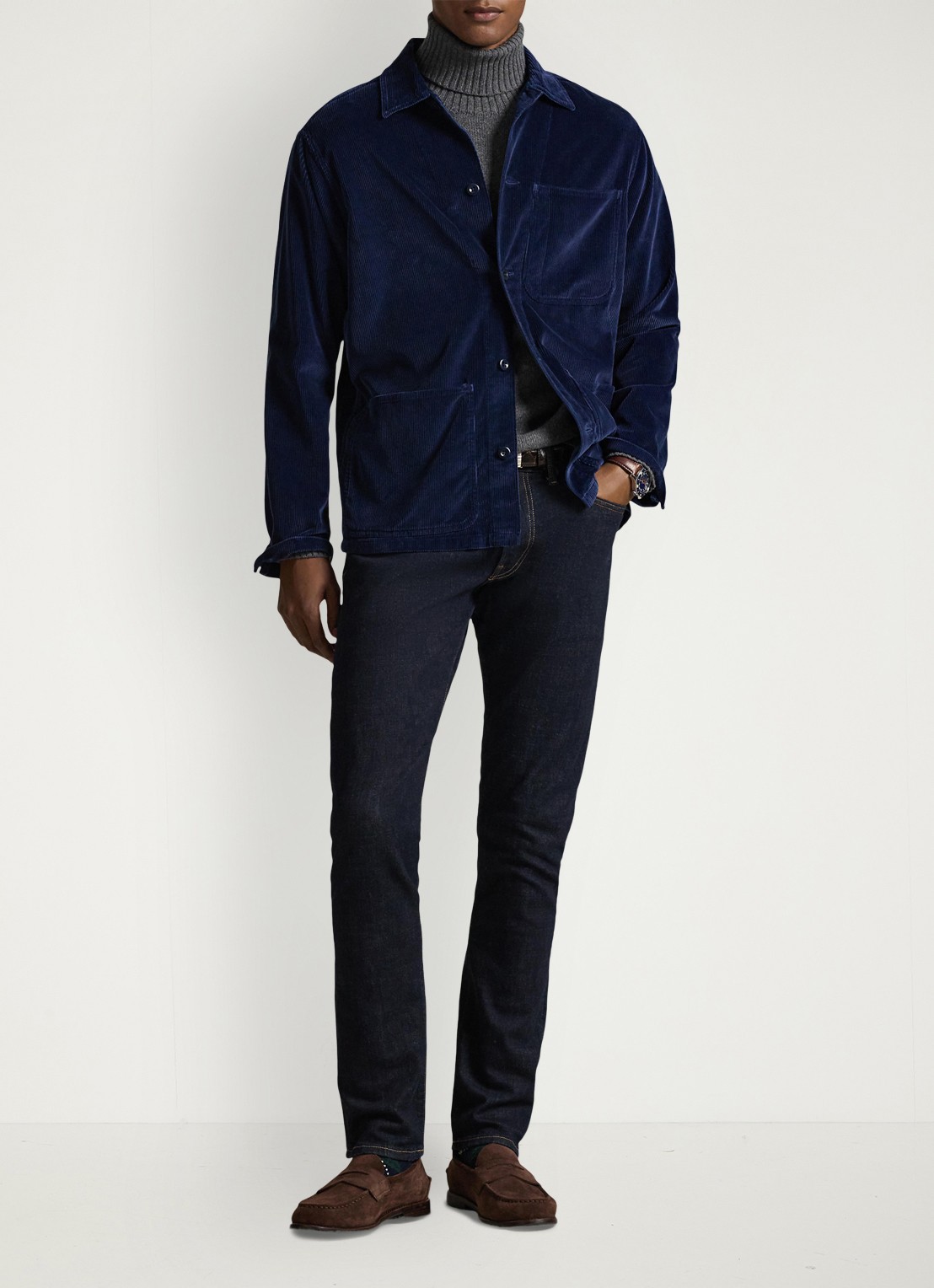 Ralph Lauren Overshirt van corduroy met opgestikte zakken - voorkant 3 newport navy / donkerblauw