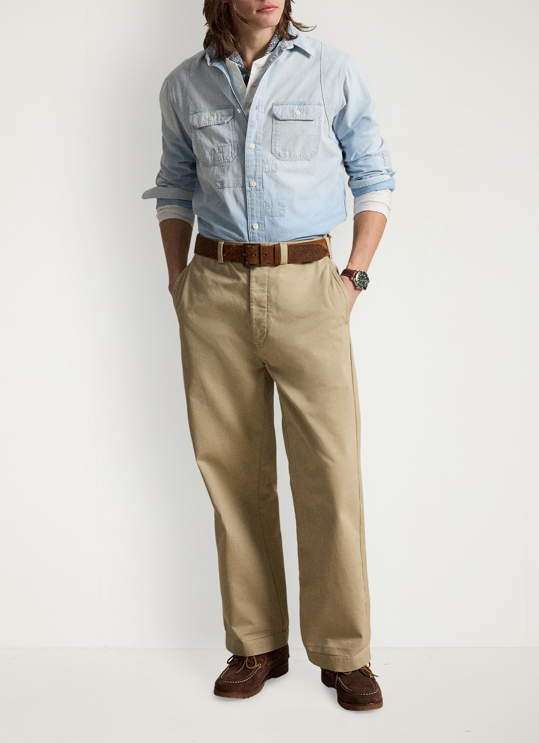 Ralph Lauren Overshirt van denim met borstzakken - detail 3 indigo