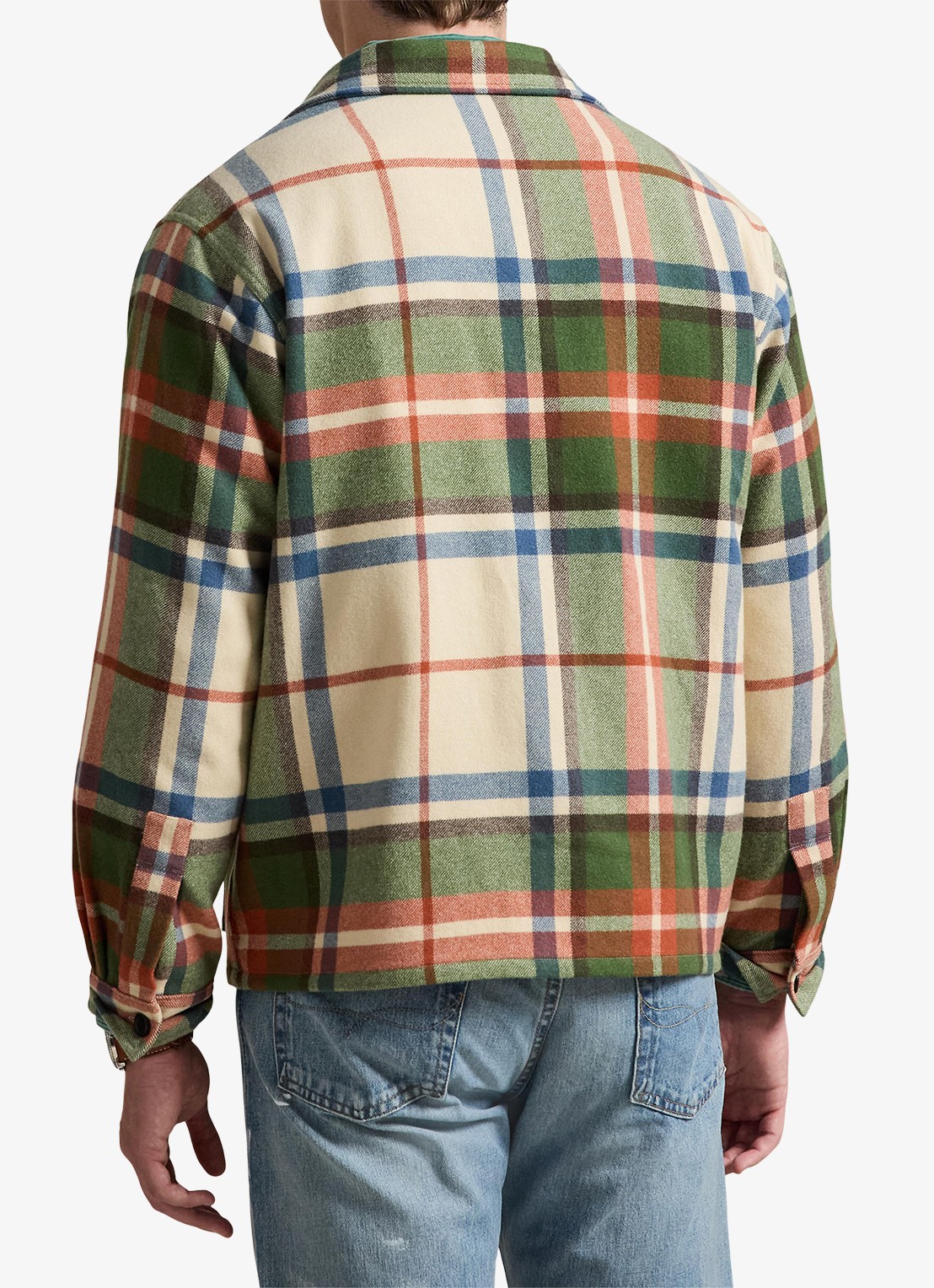 Ralph Lauren Overshirt van wol met ruitdessin - achterkant cream olive / groen