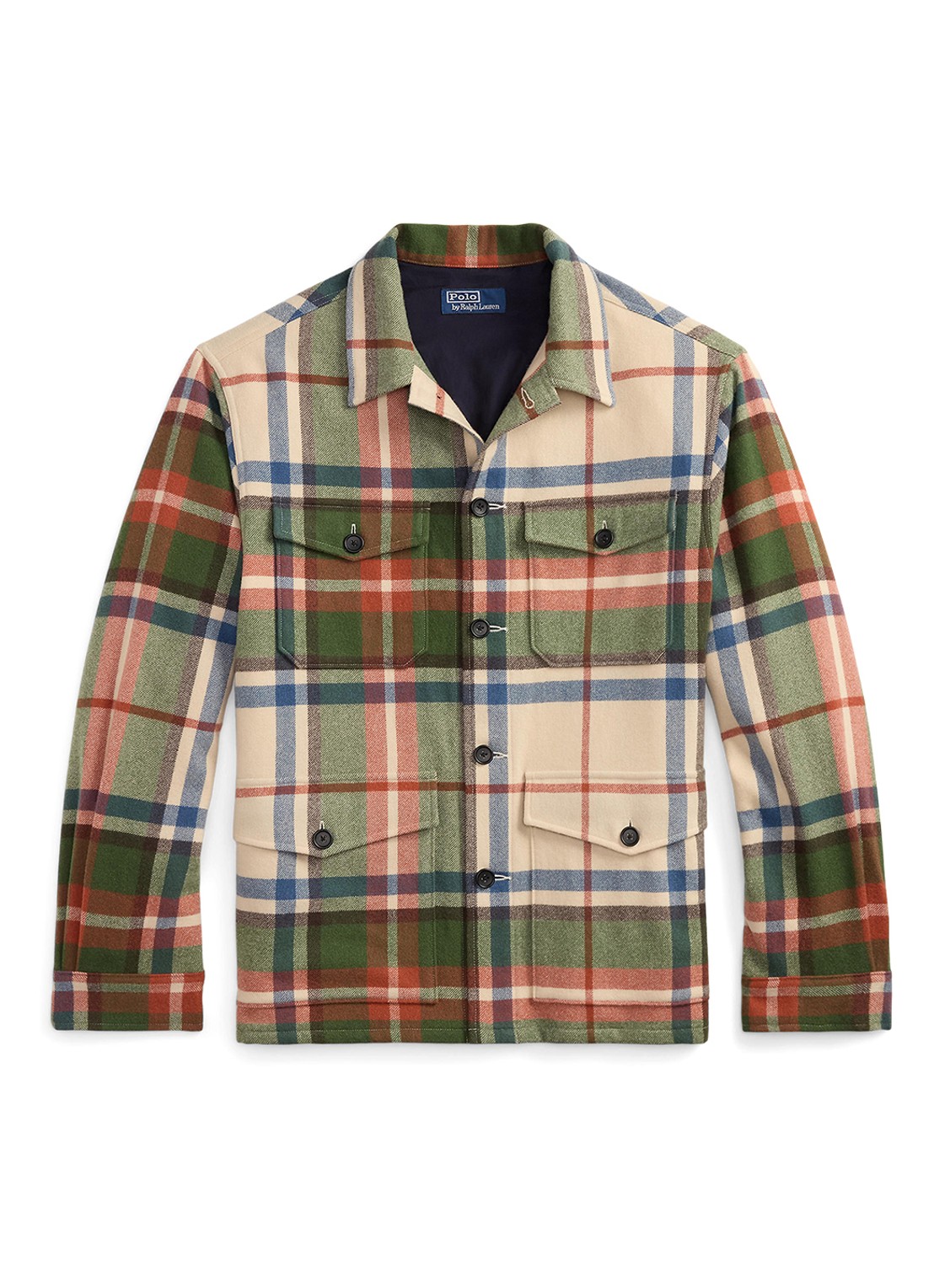 Ralph Lauren Overshirt van wol met ruitdessin - voorkant 2 cream olive / groen