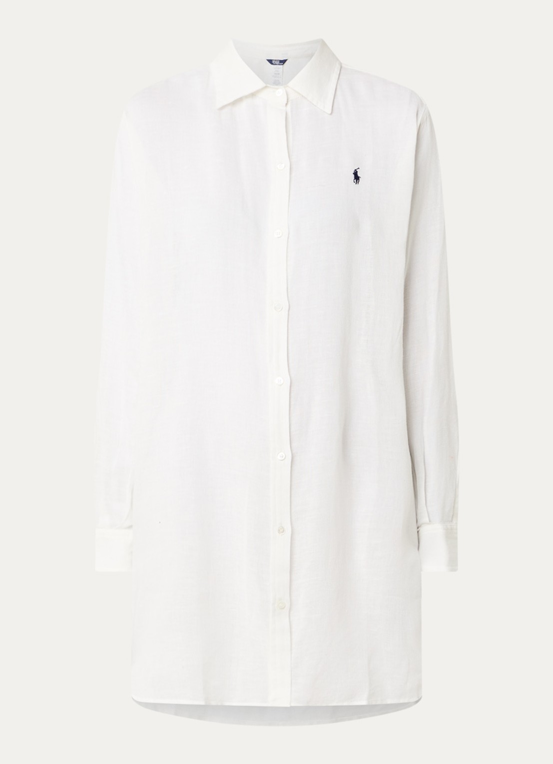 Ralph Lauren Oversized blouse in linnenblend met logoborduring - voorkant 2 gebroken wit