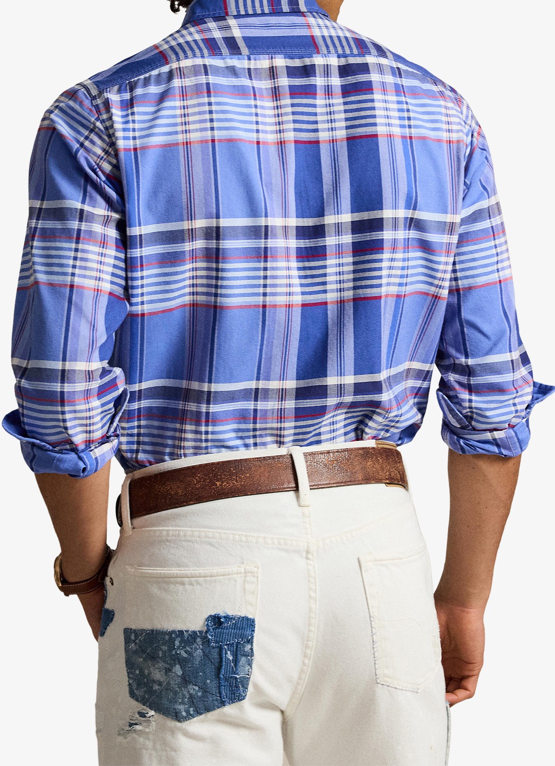 Ralph Lauren Oxford classic fit overhemd met ruitdessin - achterkant 5 blue red multi / blauw