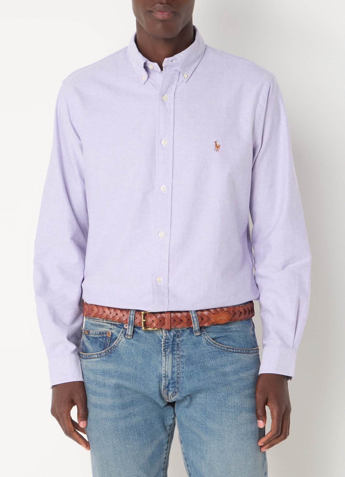 Ralph Lauren Oxford custom fit overhemd met button down kraag - detail thistle / paars