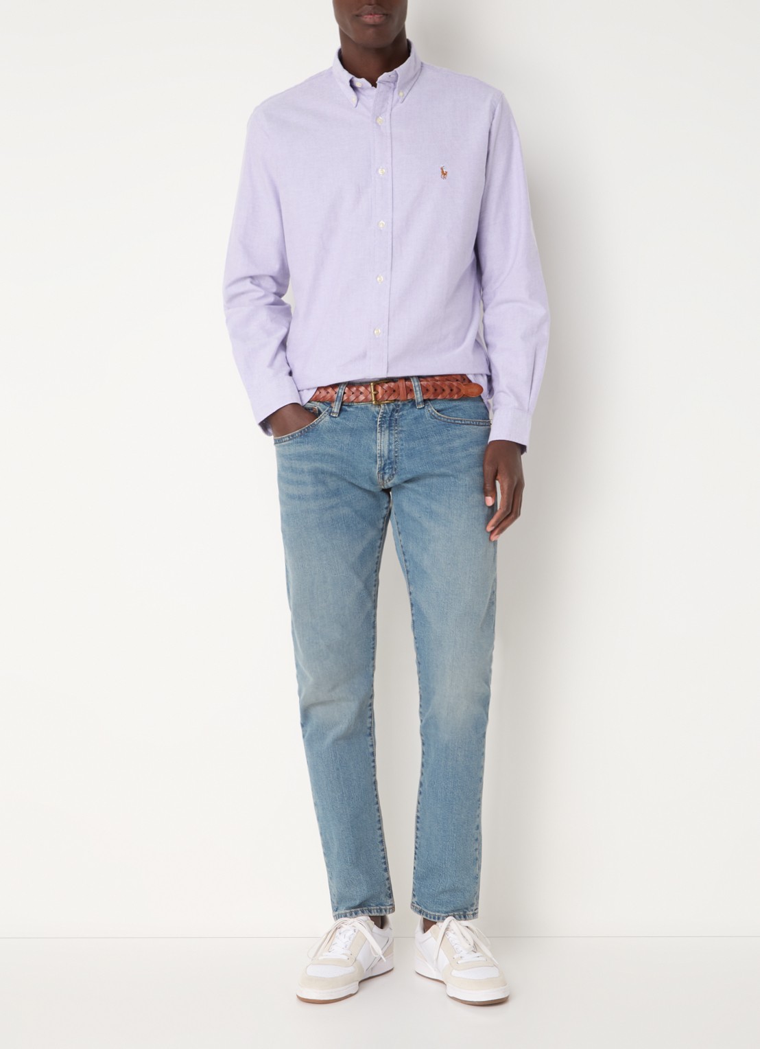 Ralph Lauren Oxford custom fit overhemd met button down kraag - voorkant 4 thistle / paars