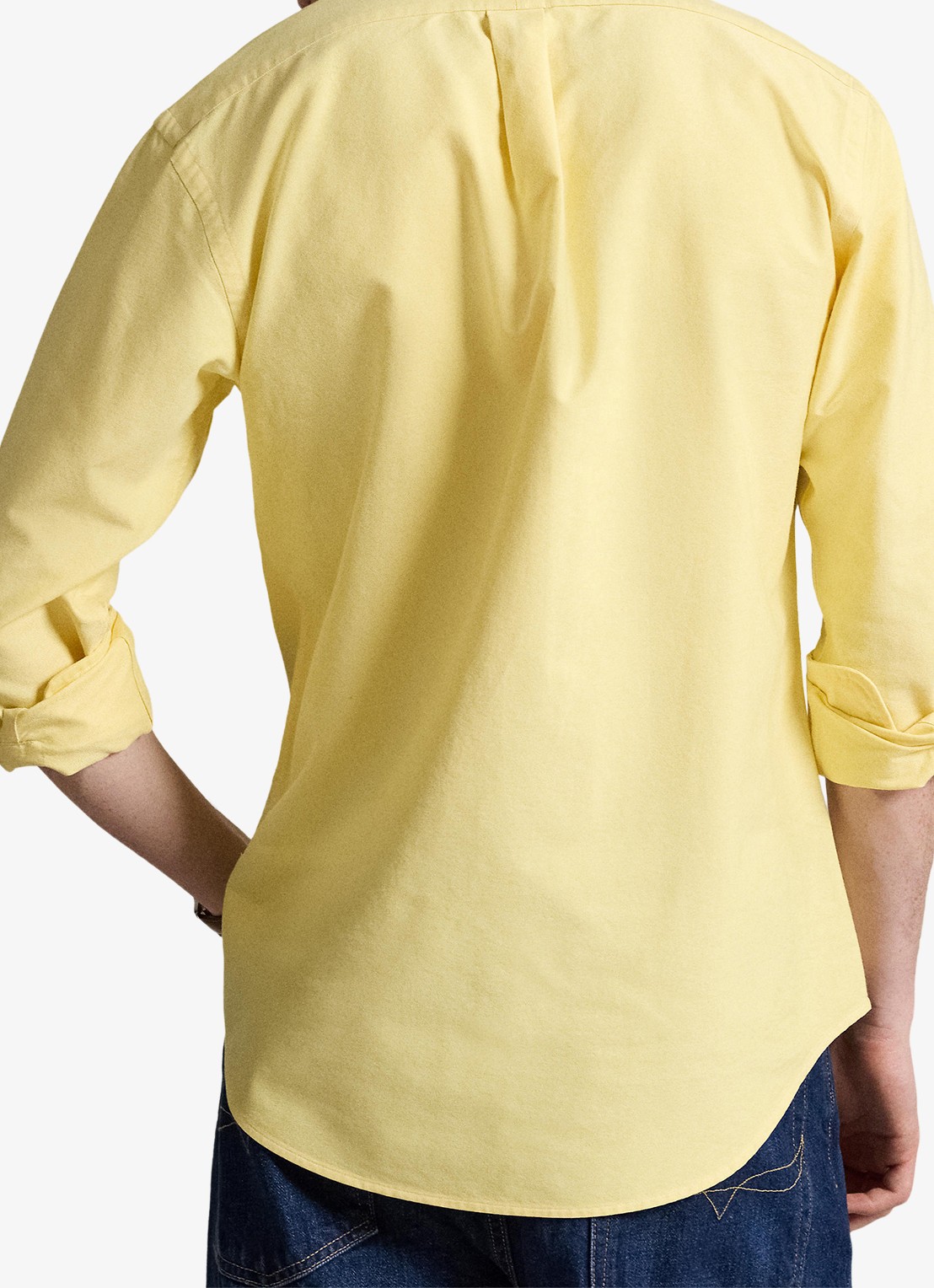 Ralph Lauren Oxford custom fit overhemd met button down kraag - achterkant yellow oxford / geel