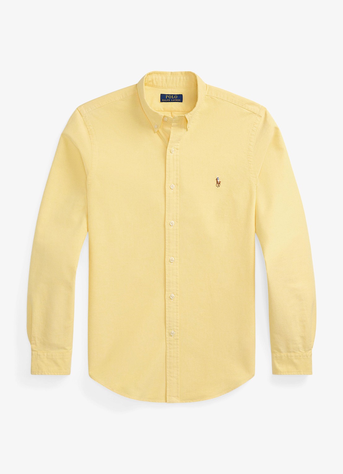 Ralph Lauren Oxford custom fit overhemd met button down kraag - voorkant 4 yellow oxford / geel