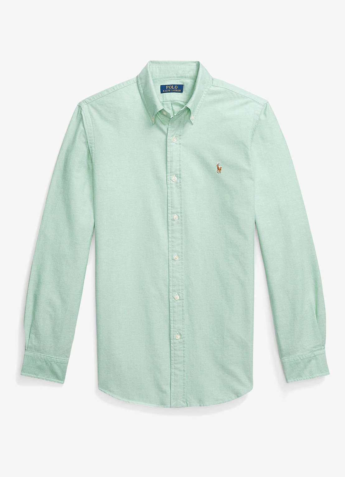 Ralph Lauren Oxford custom fit overhemd met button down kraag - voorkant 3 summer emerald / groen