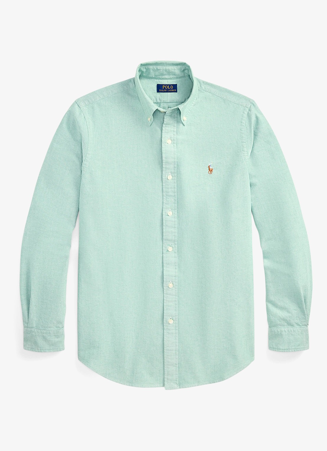 Ralph Lauren Oxford custom fit overhemd met button down kraag - voorkant 4 hillside green / mintgroen
