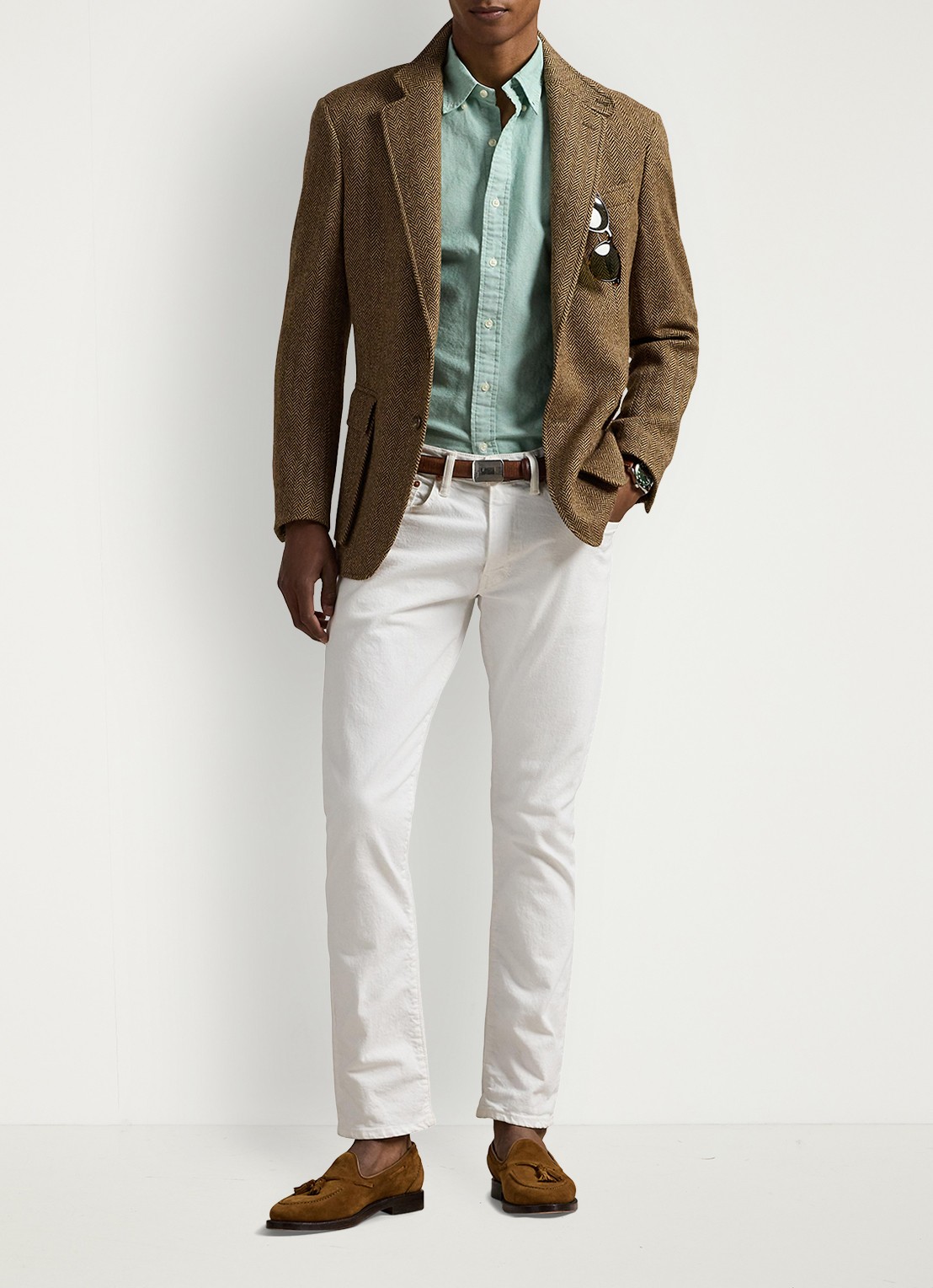Ralph Lauren Oxford custom fit overhemd met button down kraag - voorkant 5 hillside green / mintgroen