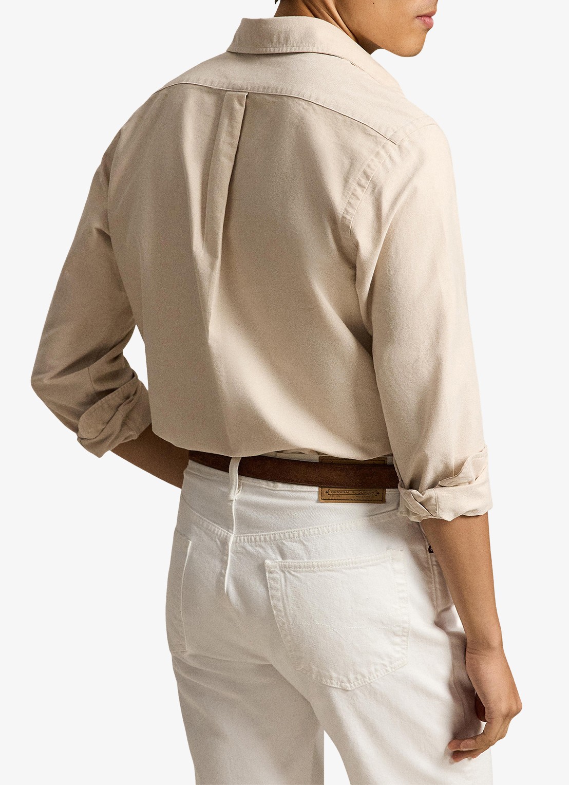 Ralph Lauren Oxford custom fit overhemd met button down kraag - achterkant 5 camel/white / camel