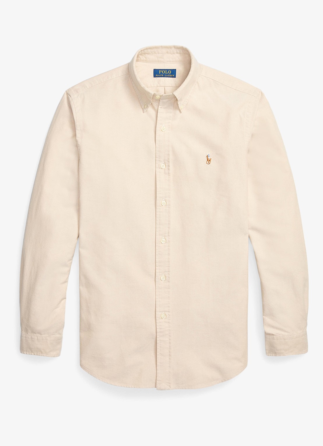 Ralph Lauren Oxford custom fit overhemd met button down kraag - voorkant 3 camel/white / camel
