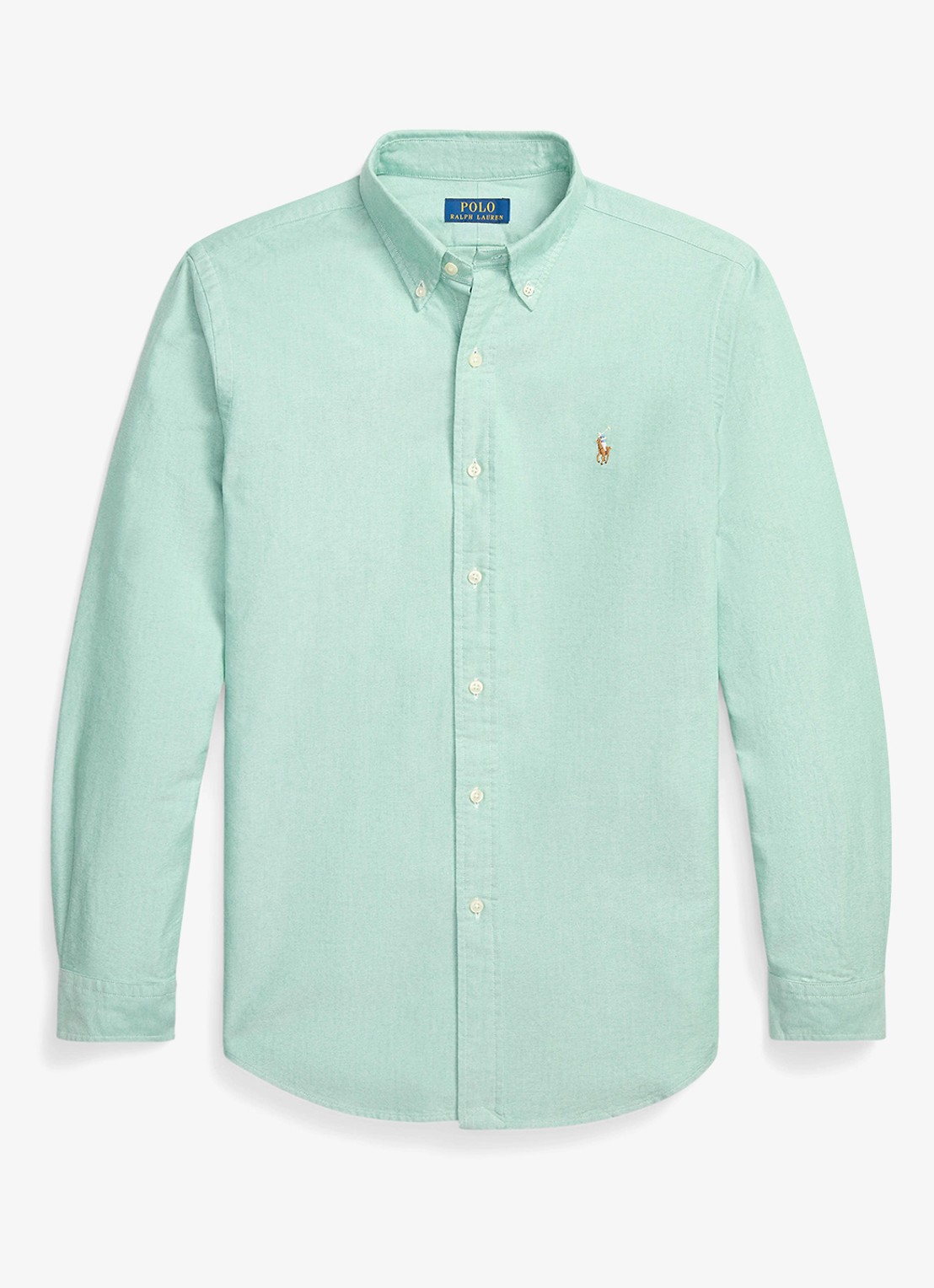 Ralph Lauren Oxford custom fit overhemd met button down kraag - voorkant 2 scarab green / lichtgroen