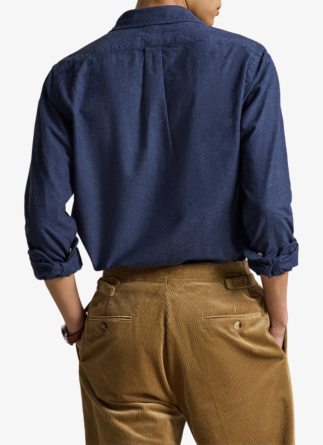Ralph Lauren Oxford custom fit overhemd met gemêleerd dessin - achterkant 3 denim