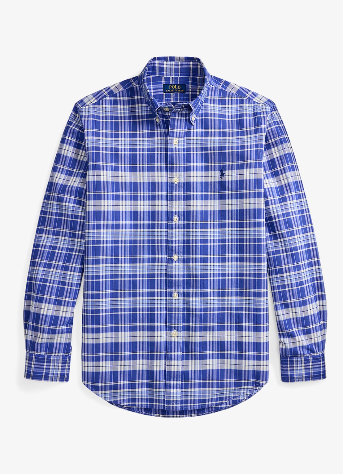 Ralph Lauren Oxford custom fit overhemd met ruitdessin - voorkant blue white multi / blauw