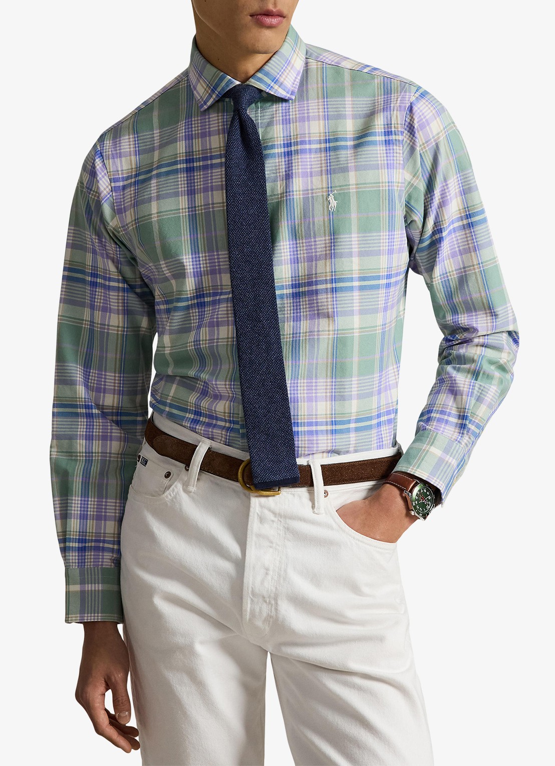 Ralph Lauren Oxford custom fit overhemd met ruitdessin - detail 4 faded mint / mint