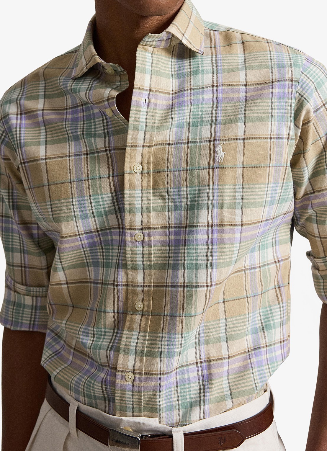 Ralph Lauren Oxford custom fit overhemd met ruitdessin - detail 3 donkerblauw