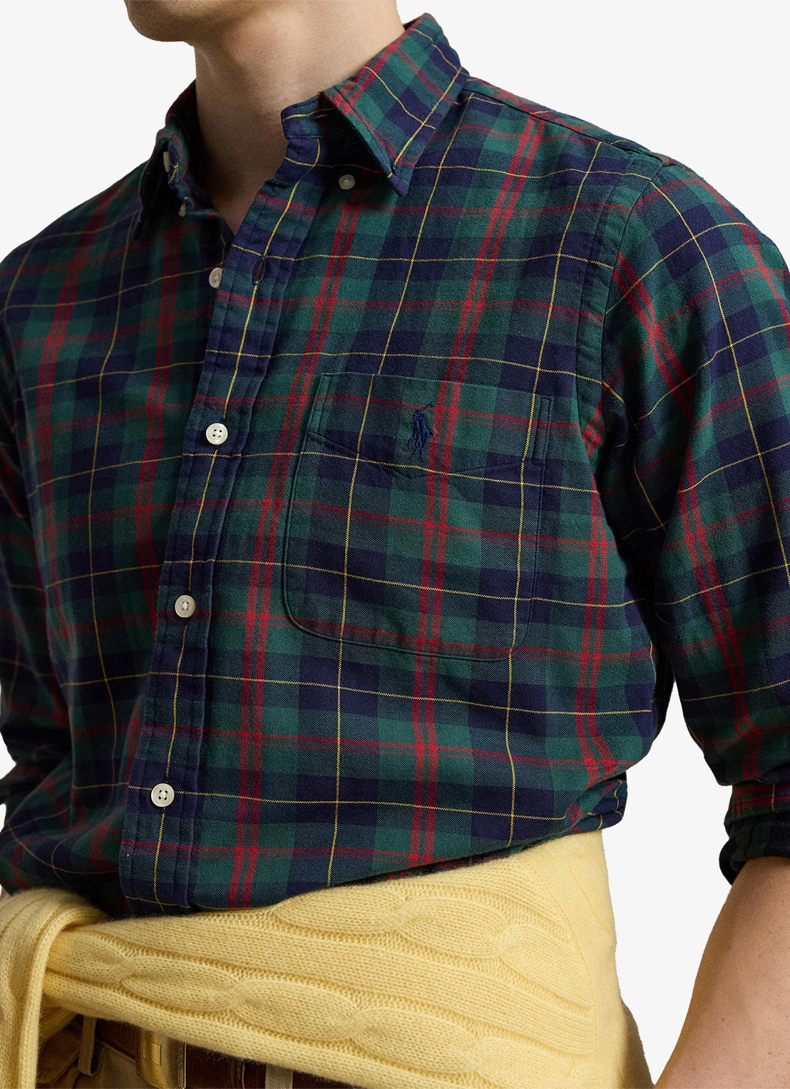 Ralph Lauren Oxford custom fit overhemd met ruitdessin - detail 2 navy green multi / donkerblauw