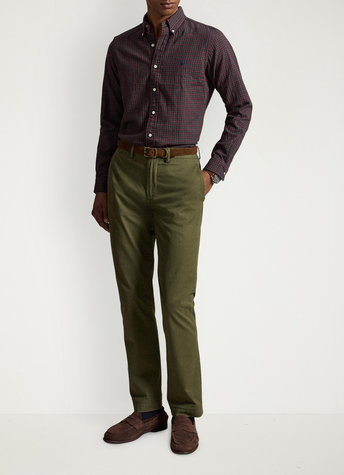 Ralph Lauren Oxford custom fit overhemd met ruitdessin - detail 4 forest red multi / rood