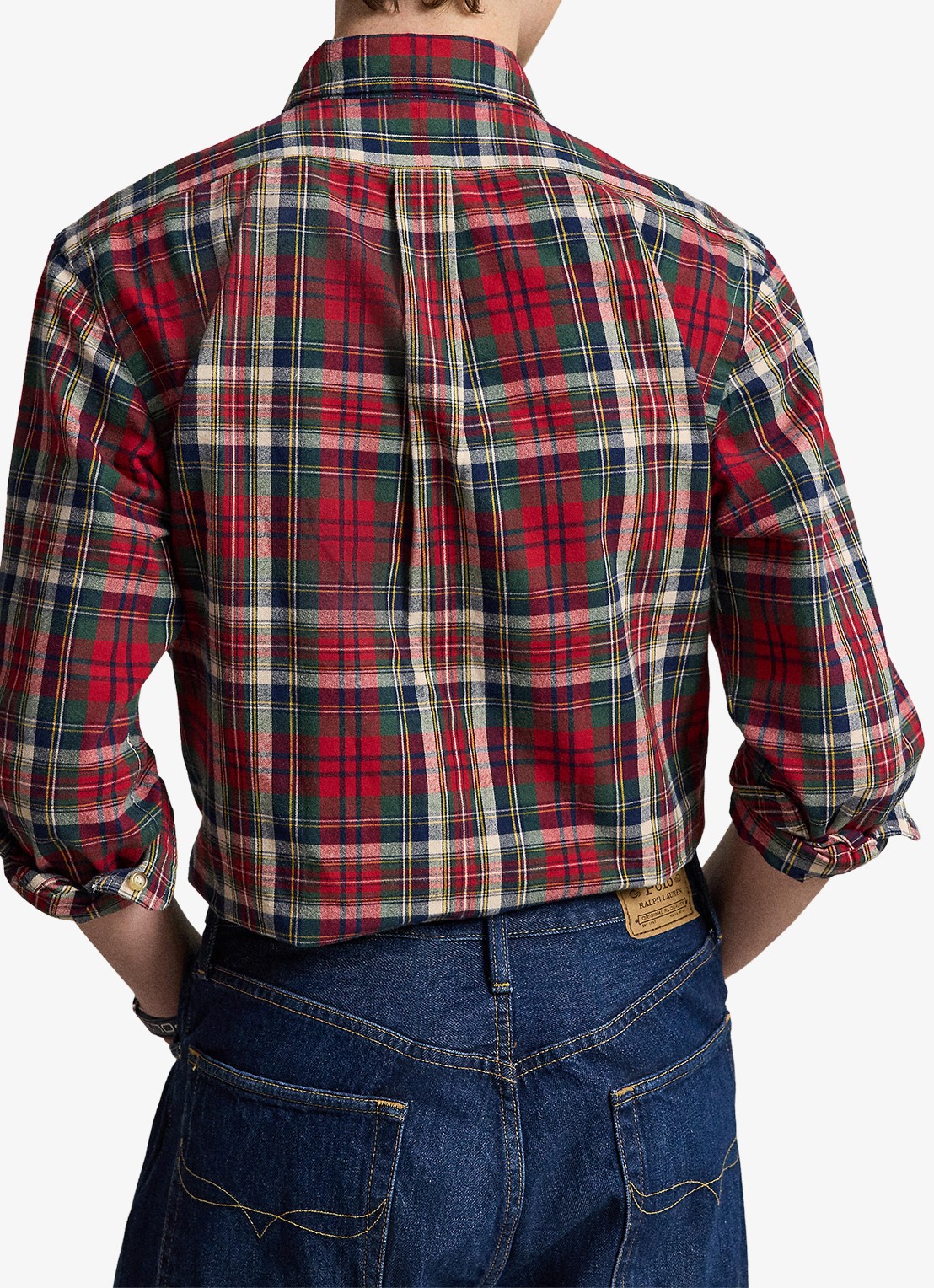 Ralph Lauren Oxford custom fit overhemd met ruitdessin - achterkant red green multi / rood