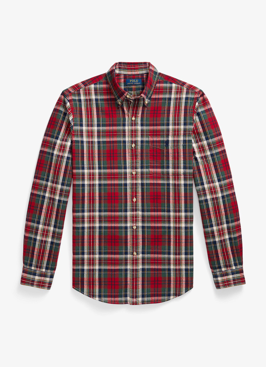 Ralph Lauren Oxford custom fit overhemd met ruitdessin - voorkant red green multi / rood