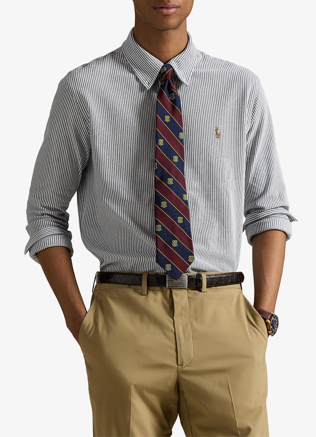 Ralph Lauren Oxford regular fit overhemd met logoborduring - detail 2 newport navy/white / donkerblauw