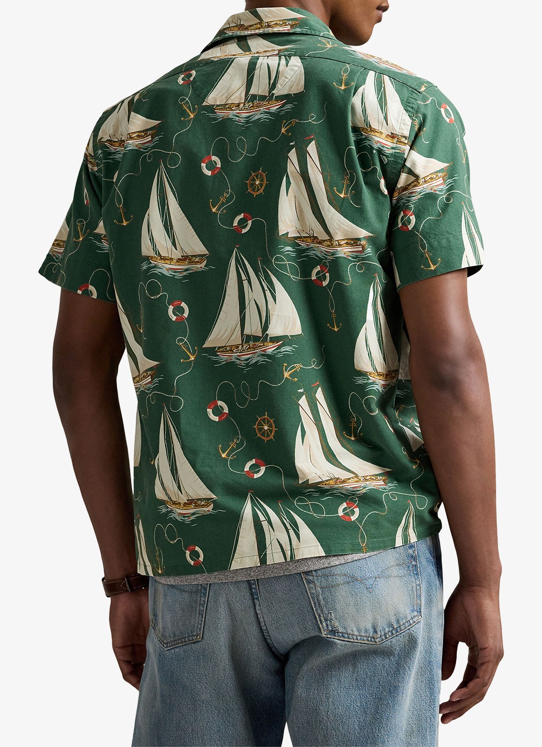 Ralph Lauren Oxford regular fit overhemd met print - achterkant 7 helms anchors / groen