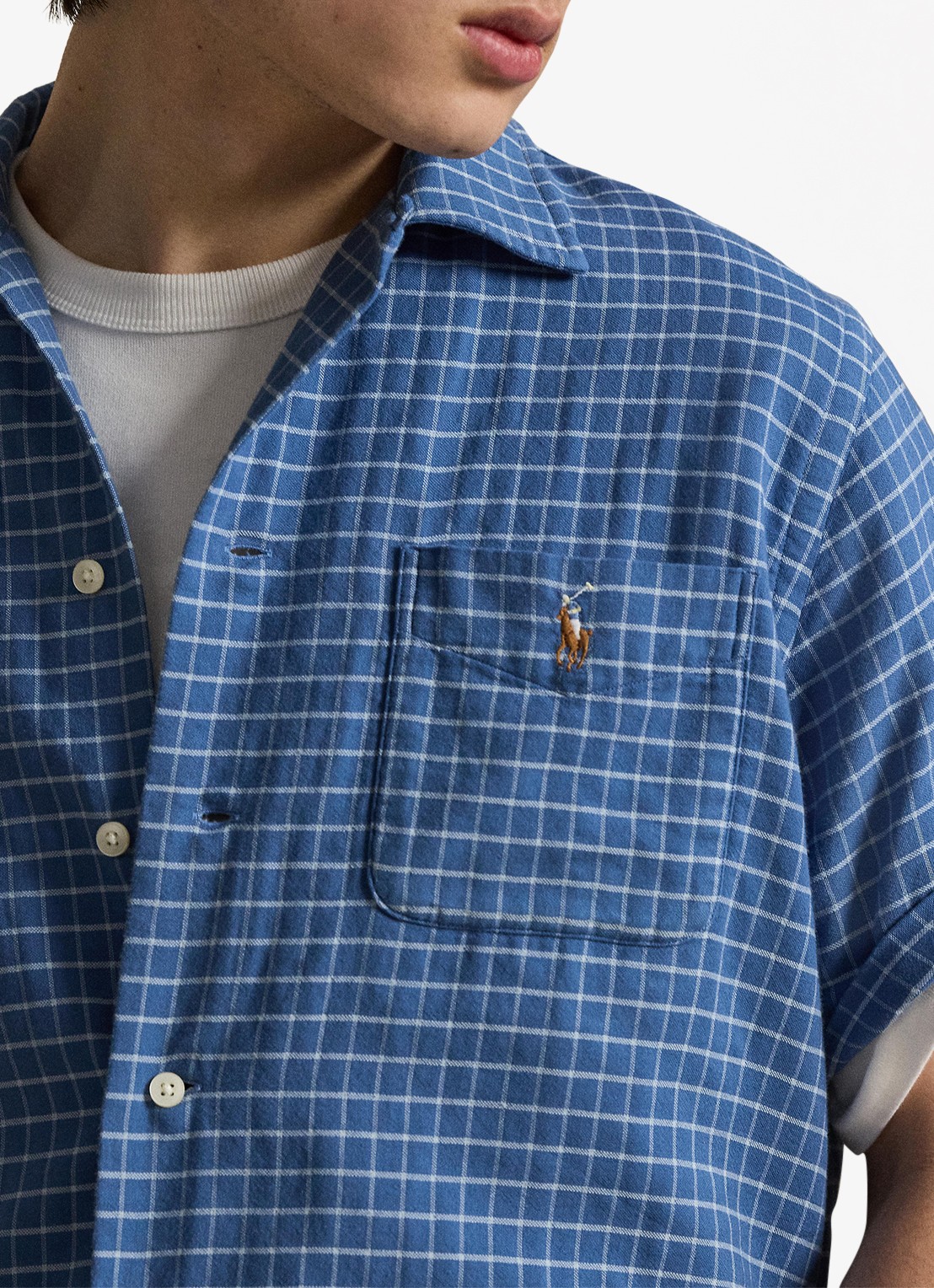 Ralph Lauren Oxford regular fit overhemd met print - detail 6 7203 med blue cream / blauw