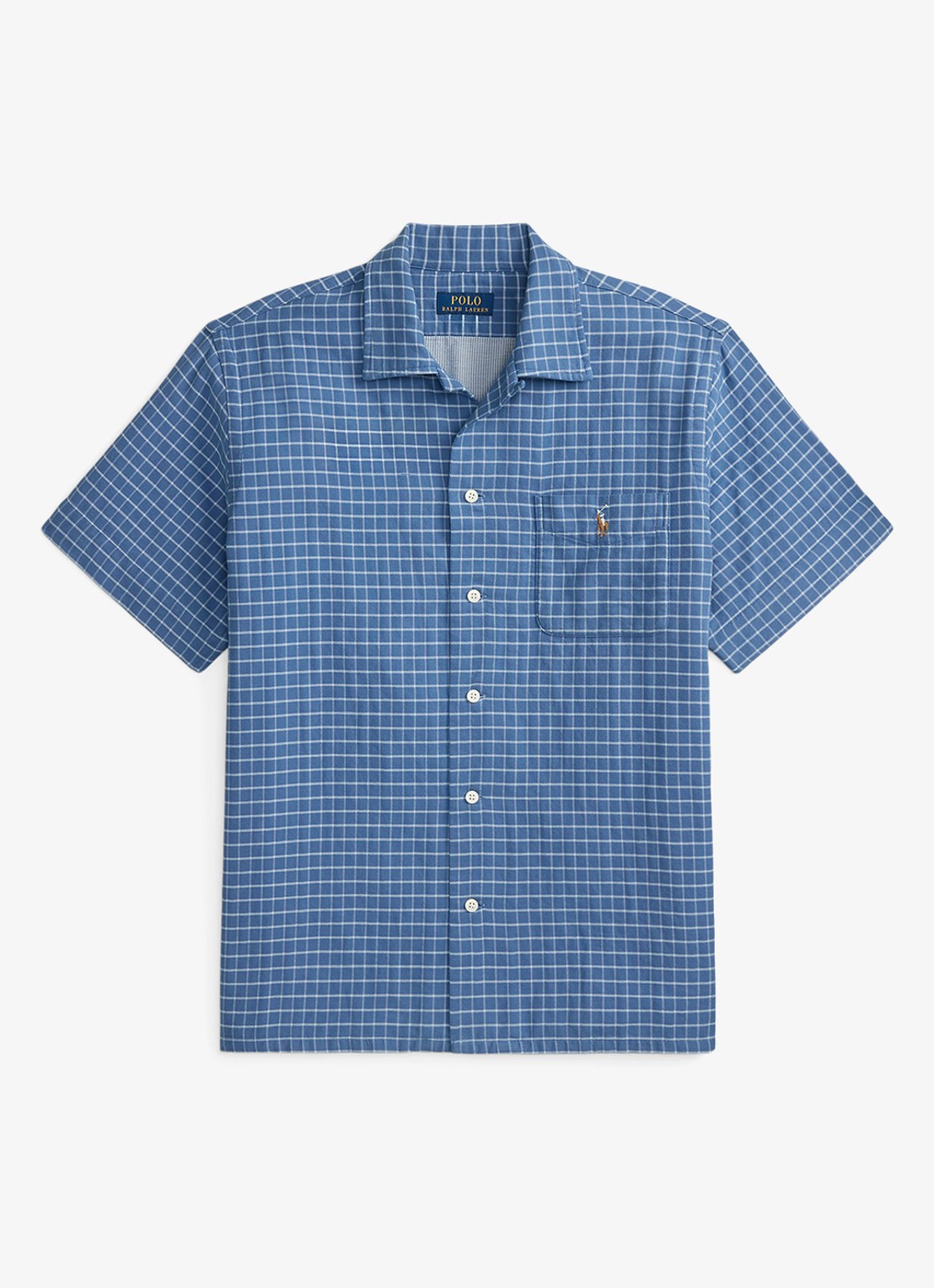 Ralph Lauren Oxford regular fit overhemd met print - voorkant 7203 med blue cream / blauw
