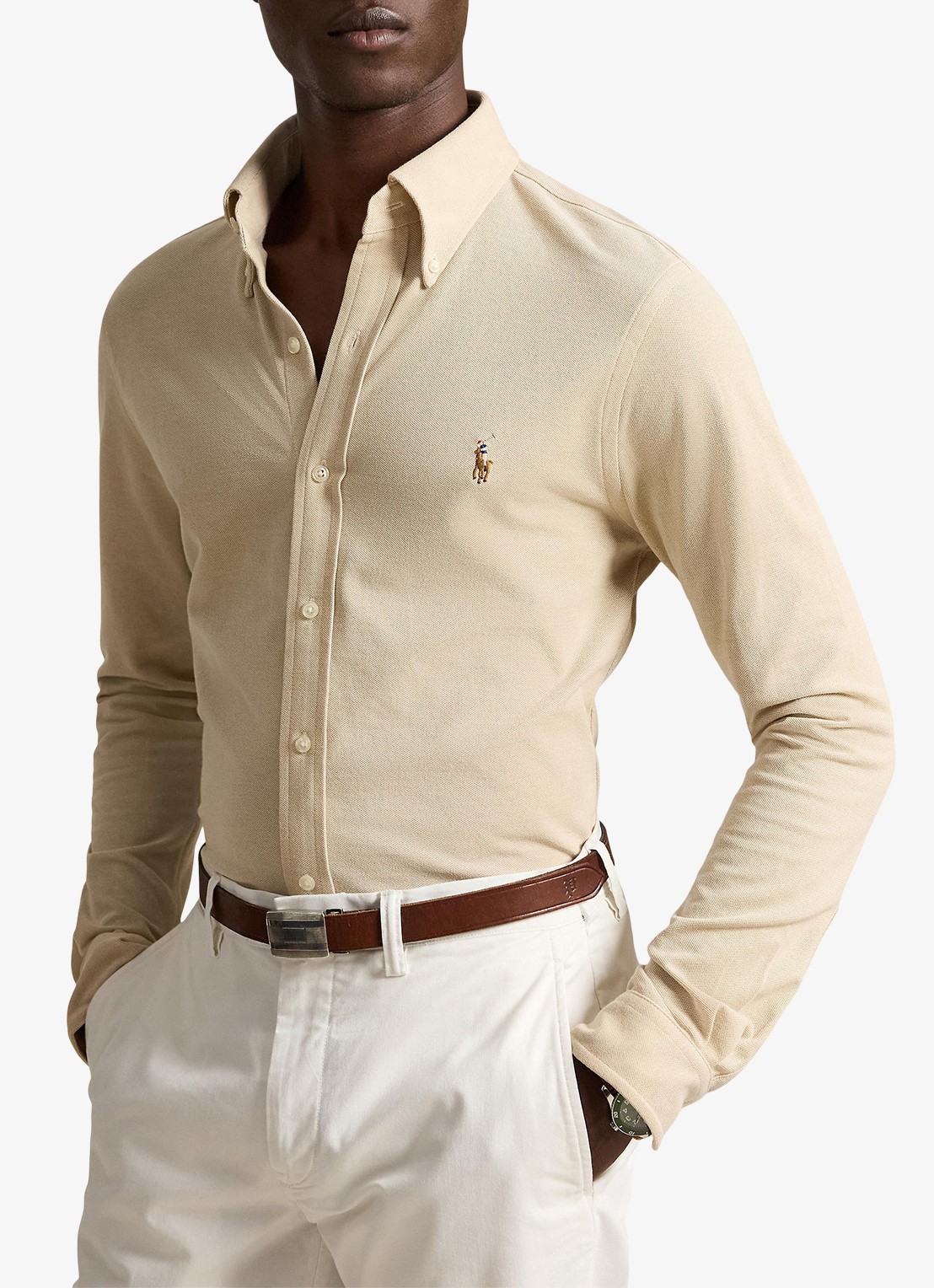 Ralph Lauren Oxford slim fit overhemd met logo - detail 4 coastal beige / beige