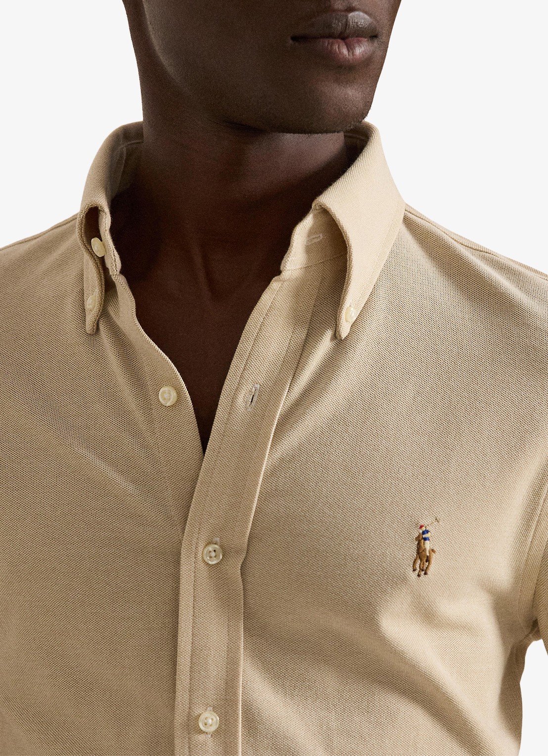 Ralph Lauren Oxford slim fit overhemd met logo - detail 5 coastal beige / beige