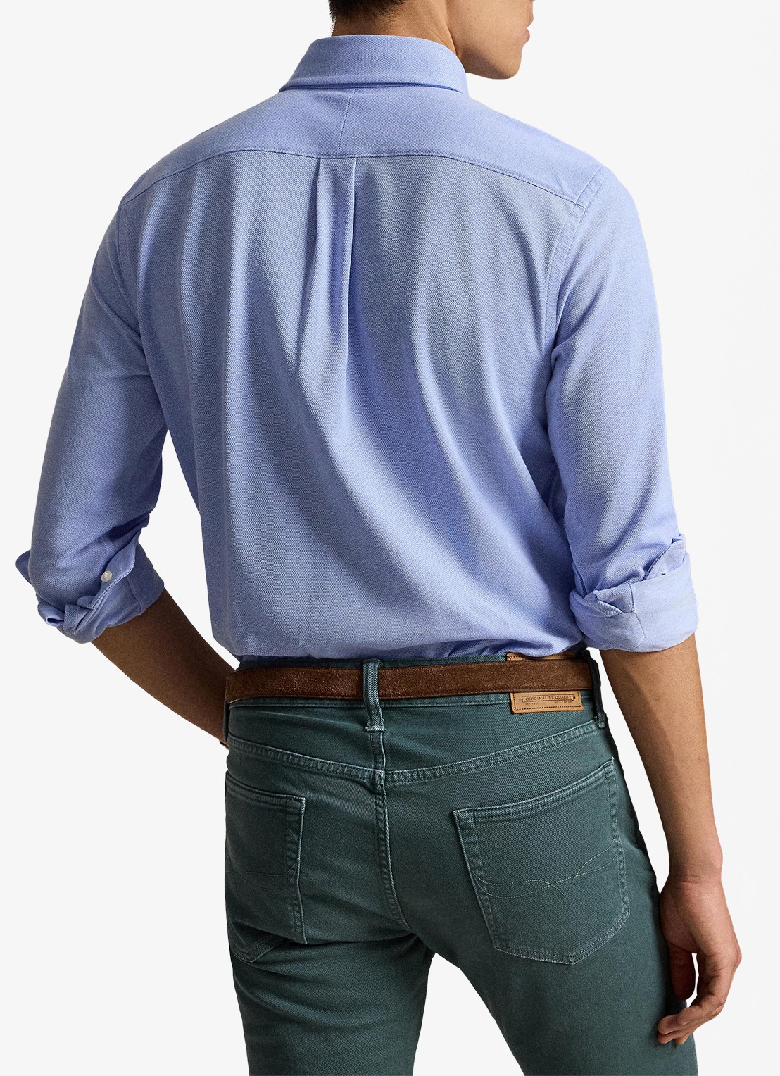 Ralph Lauren Oxford slim fit overhemd met logo - achterkant 5 harbor island blue / blauw