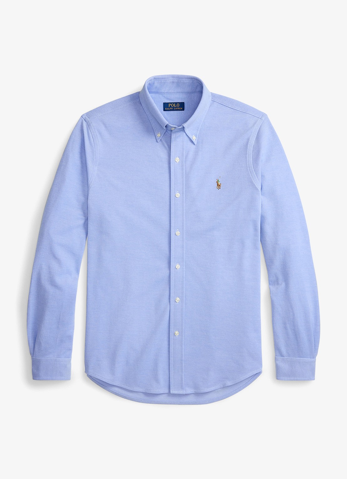 Ralph Lauren Oxford slim fit overhemd met logo - voorkant 3 harbor island blue / blauw