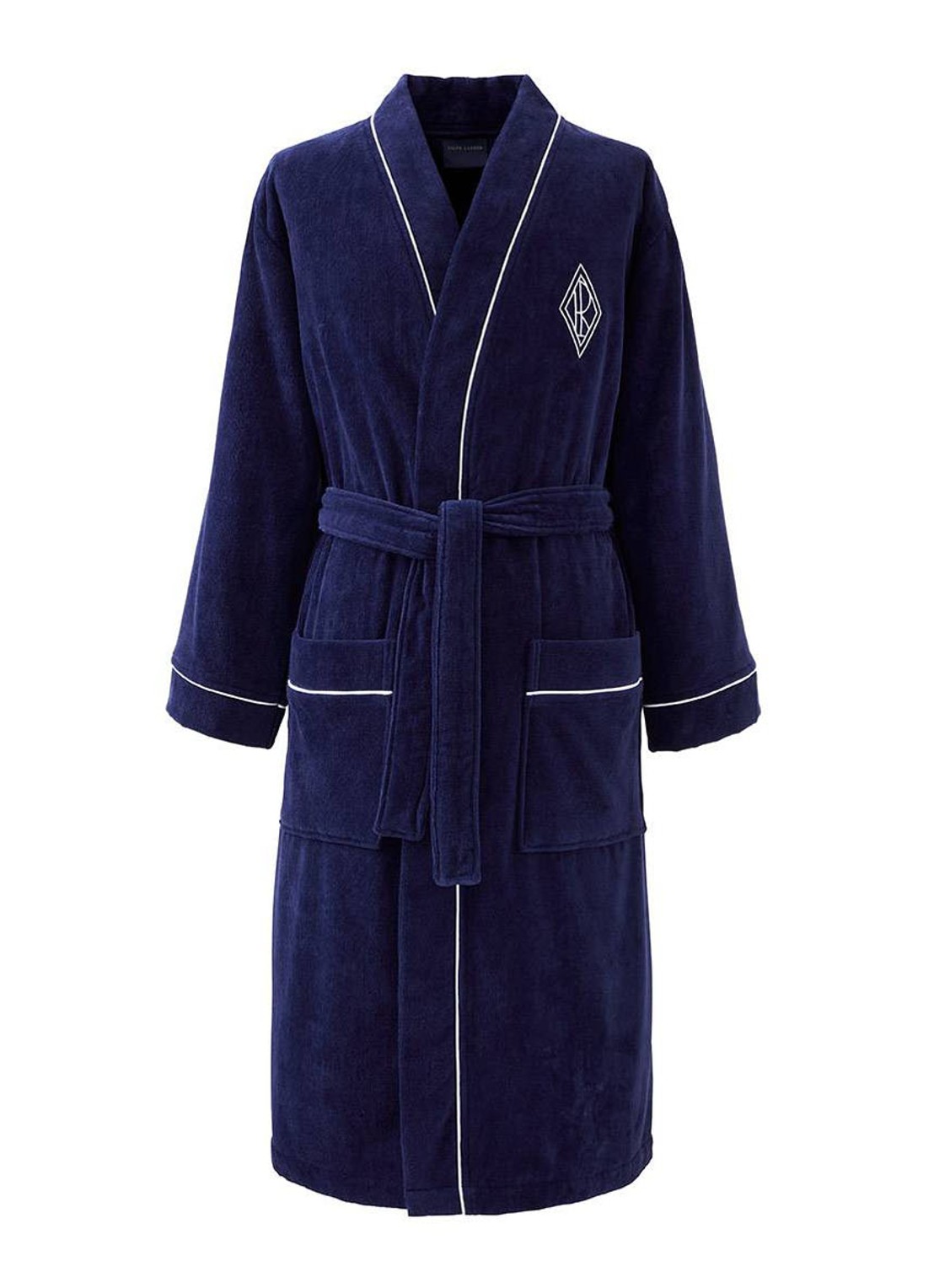 Ralph Lauren Park Row badjas van katoen - voorkant 4 donkerblauw