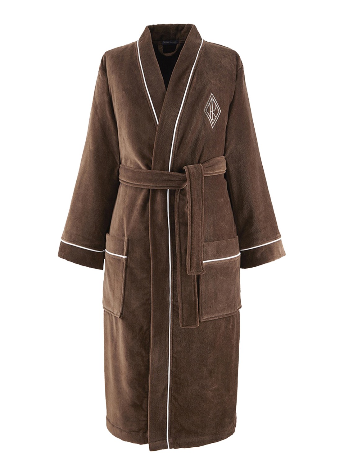Ralph Lauren Park Row badjas van katoen - voorkant 3 chocola